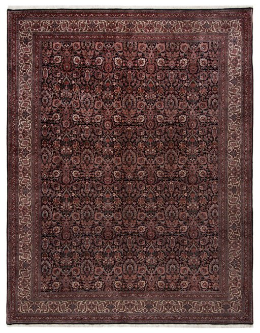 Full view of New Bijar rug from Iran / Persia, 392 × 306 cm in Multi Color tones