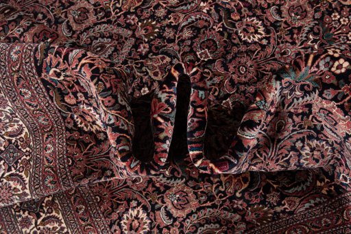 Full view of New Bijar rug from Iran / Persia, 392 × 306 cm in Multi Color tones