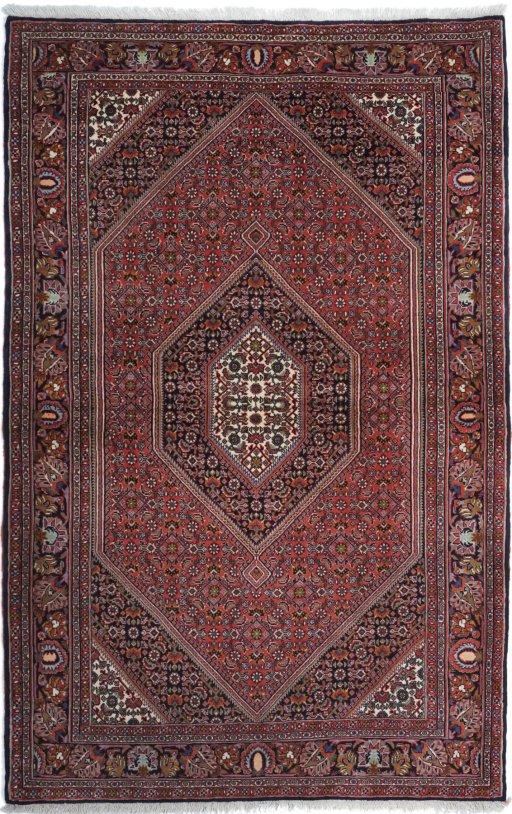 Full view of New Bijar rug from Iran / Persia, 182 × 115 cm in Multi Color tones