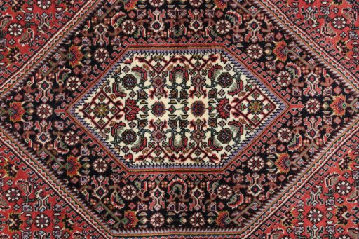 Close-up detail of New Bijar rug from Iran / Persia showing Wool weave