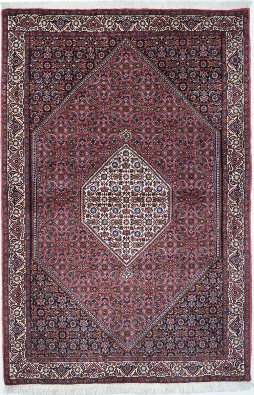 Full view of New Bijar rug from Iran / Persia, 177 × 117 cm in Multi Color tones