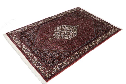 Corner detail of New Bijar rug showing border pattern and Wool pile