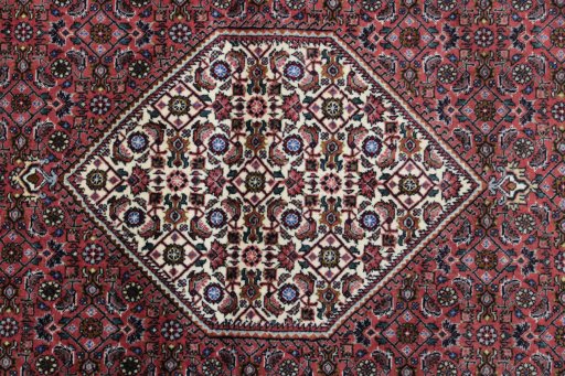 Close-up detail of New Bijar rug from Iran / Persia showing Wool weave
