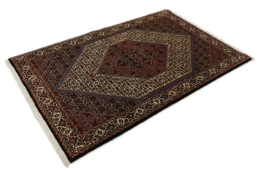 Close-up detail of New Bijar rug from Iran / Persia showing Wool weave