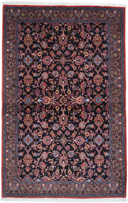 Full view of New Bijar rug from Iran / Persia, 182 × 112 cm in Black tones