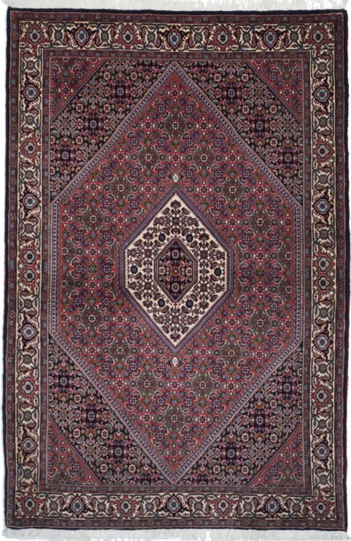Full view of New Bijar rug from Iran / Persia, 170 × 112 cm in Multi Color tones