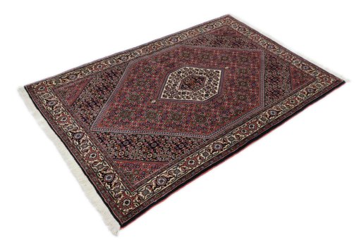Corner detail of New Bijar rug showing border pattern and Wool pile