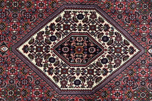 Close-up detail of New Bijar rug from Iran / Persia showing Wool weave