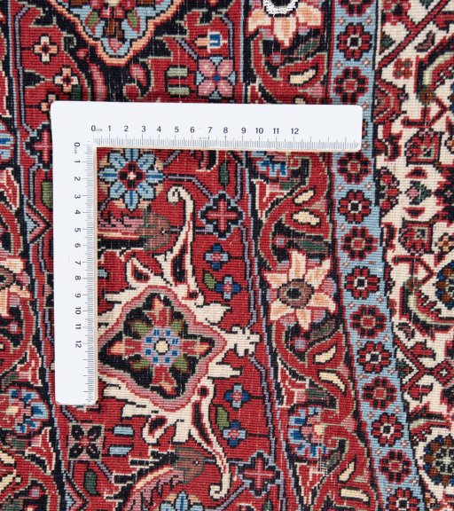 Close-up detail of New Bijar rug from Iran / Persia showing Wool weave