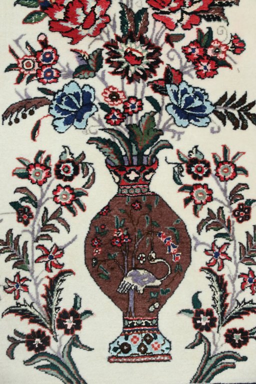 Close-up detail of New Bijar rug from Iran / Persia showing Wool weave