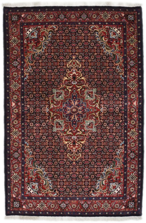 Full view of New Bijar rug from Iran / Persia, 170 × 113 cm in Multi Color tones