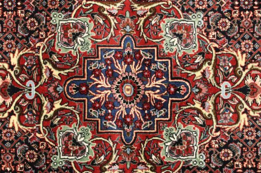 Close-up detail of New Bijar rug from Iran / Persia showing Wool weave