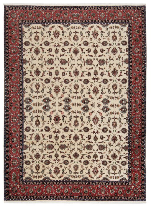 Full view of New Bijar rug from Iran / Persia, 340 × 253 cm in Beige tones