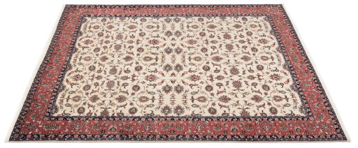 Backside of handmade New Bijar rug showing knot structure and weave density