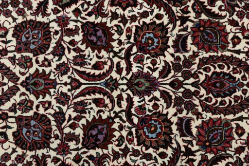 Close-up detail of New Bijar rug from Iran / Persia showing Wool weave