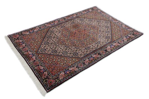 Corner detail of New Bijar rug showing border pattern and Wool pile