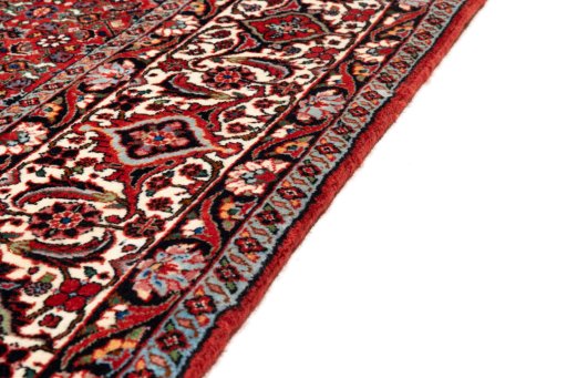Close-up detail of New Bijar rug from Iran / Persia showing Wool weave