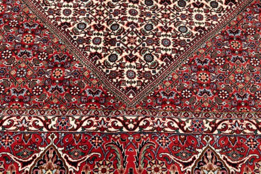 Close-up detail of New Bijar rug from Iran / Persia showing Wool weave