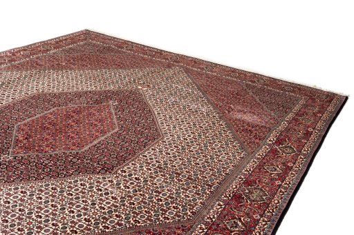 Surface texture of New Bijar rug with natural Wool and intricate pattern