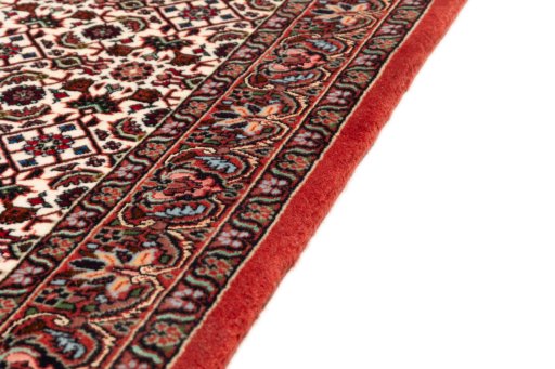 Close-up detail of New Bijar rug from Iran / Persia showing Wool weave