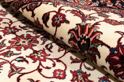 Close-up detail of New Bijar rug from Iran / Persia showing Wool weave