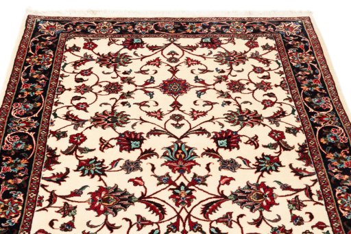 Full view of New Bijar rug from Iran / Persia, 205 × 100 cm in Beige tones