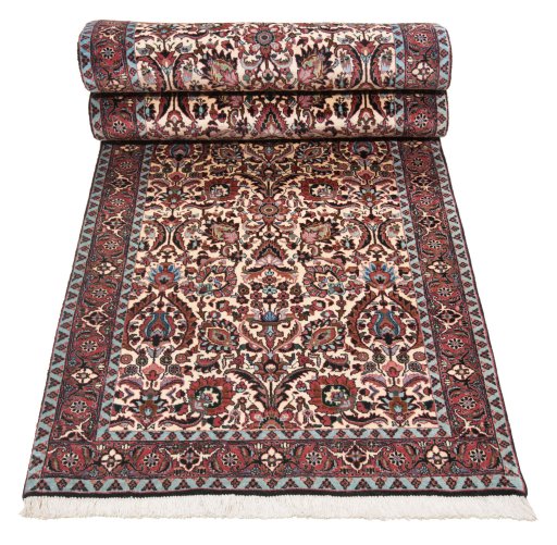 Close-up detail of New Bijar rug from Iran / Persia showing Wool weave