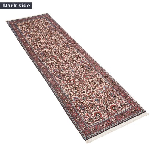 Backside of handmade New Bijar rug showing knot structure and weave density