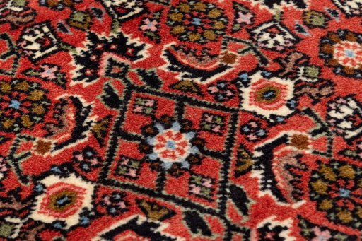 Surface texture of New Bijar rug with natural Wool and intricate pattern