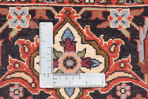 Backside of handmade New Bijar rug showing knot structure and weave density