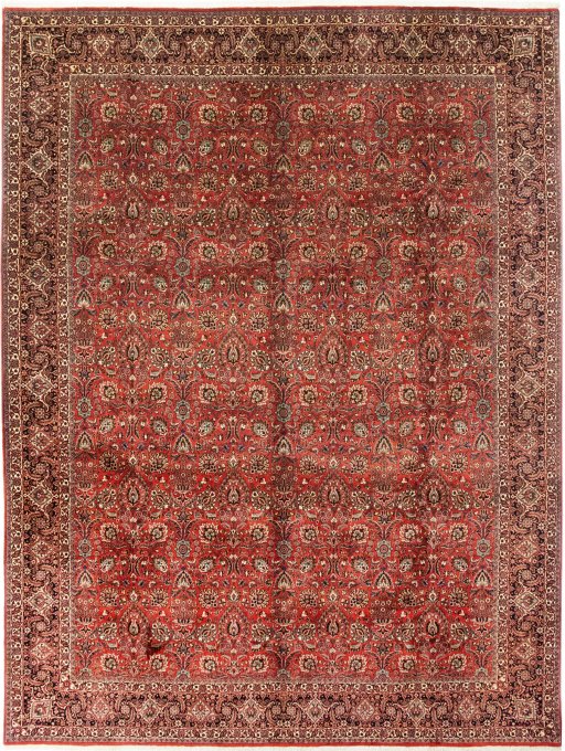 Full view of New Bijar rug from Iran / Persia, 395 × 300 cm in Red tones