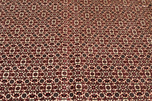 Corner detail of New Bijar rug showing border pattern and Wool pile