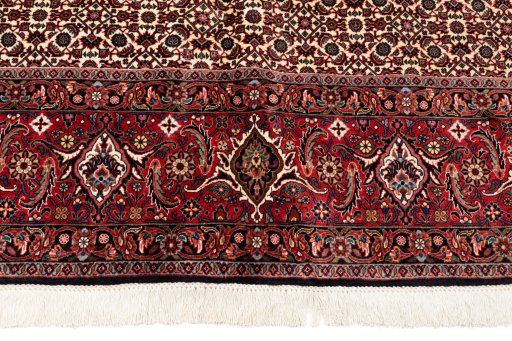 Close-up detail of New Bijar rug from Iran / Persia showing Wool weave