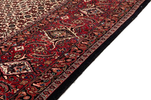 Close-up detail of New Bijar rug from Iran / Persia showing Wool weave