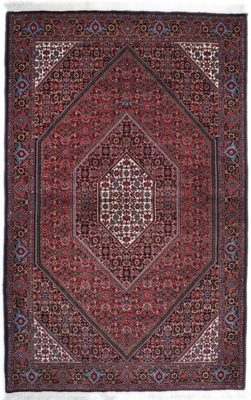 Full view of New Bijar rug from Iran / Persia, 178 × 113 cm in Red tones
