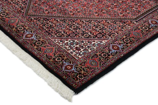 Close-up detail of New Bijar rug from Iran / Persia showing Wool weave