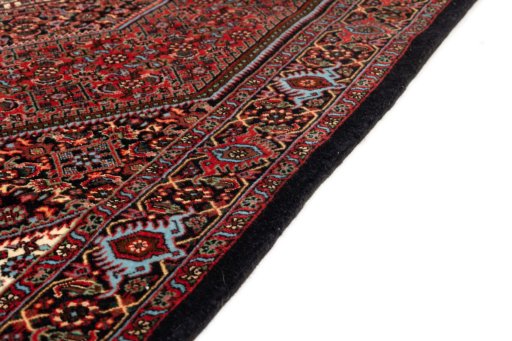 Close-up detail of New Bijar rug from Iran / Persia showing Wool weave