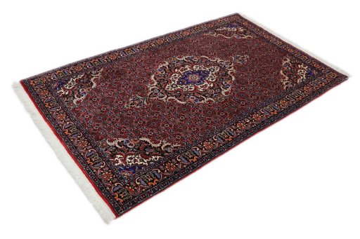 Corner detail of New Bijar rug showing border pattern and Wool pile