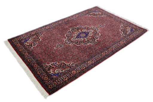 Close-up detail of New Bijar rug from Iran / Persia showing Wool weave