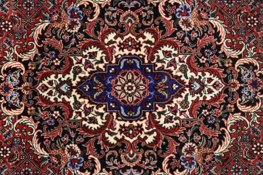 Close-up detail of New Bijar rug from Iran / Persia showing Wool weave