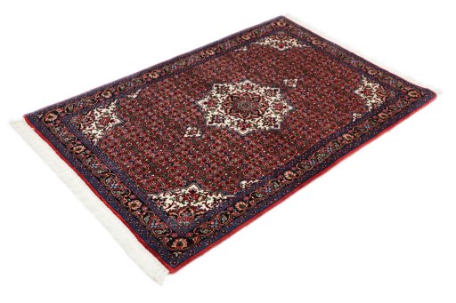 Corner detail of New Bijar rug showing border pattern and Wool pile