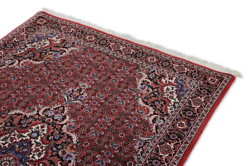Surface texture of New Bijar rug with natural Wool and intricate pattern