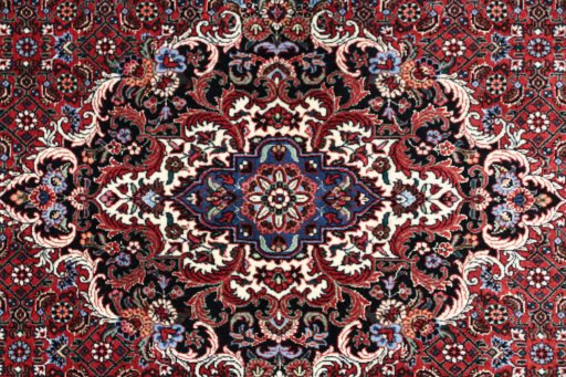 Close-up detail of New Bijar rug from Iran / Persia showing Wool weave