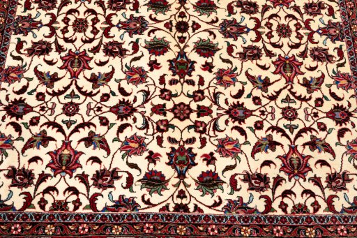 Corner detail of New Bijar rug showing border pattern and Wool pile