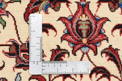 Backside of handmade New Bijar rug showing knot structure and weave density