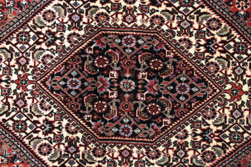 Close-up detail of New Bijar rug from Iran / Persia showing Wool weave
