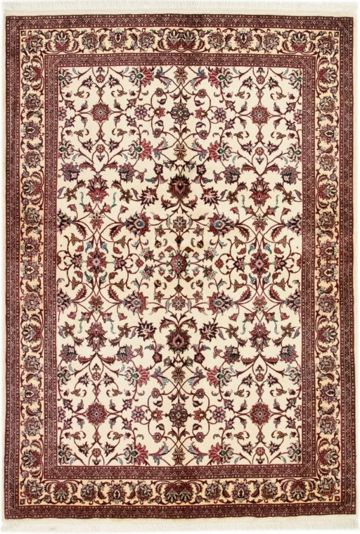 Full view of New Bijar rug from Iran / Persia, 217 × 150 cm in Beige tones