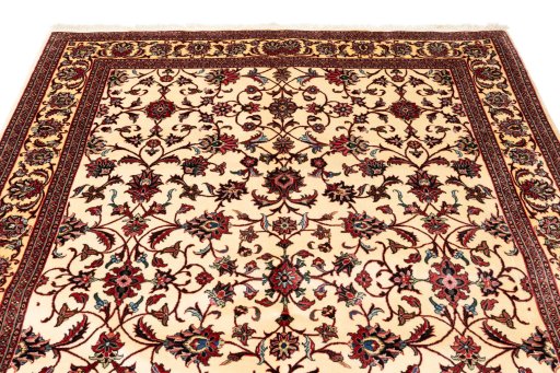 Full view of New Bijar rug from Iran / Persia, 217 × 150 cm in Beige tones