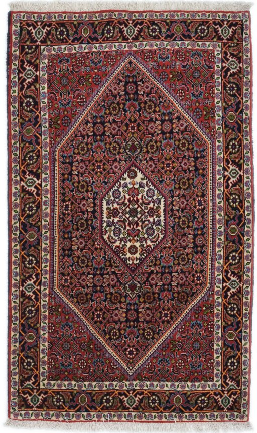 Full view of New Bijar rug from Iran / Persia, 150 × 91 cm in Multi Color tones