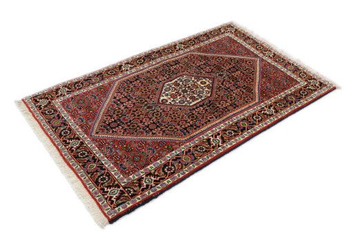 Close-up detail of New Bijar rug from Iran / Persia showing Wool weave